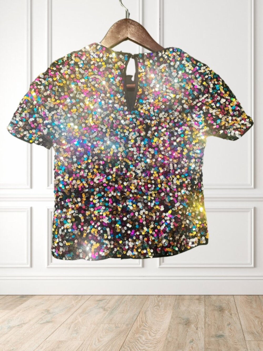 SHEIN Rainbow Sequin Sheer Mesh Party Top – Size 10Y - Picture 2 of 3
